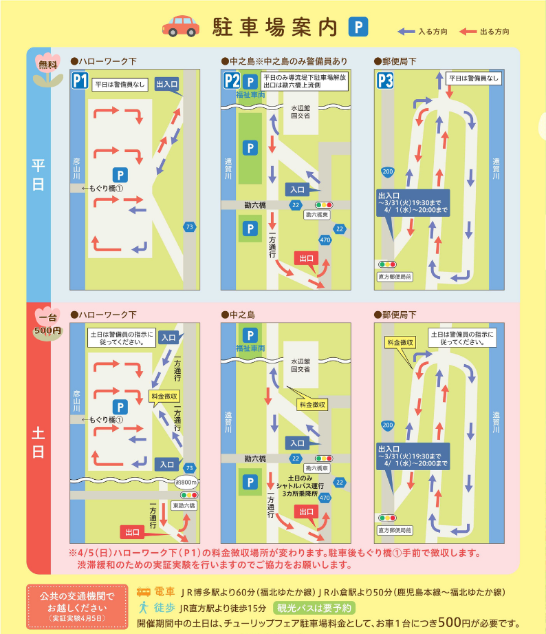 チューリップフェア2026　駐車場案内について